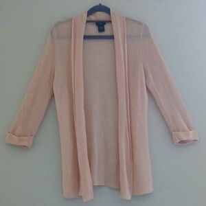 Ann Taylor Soft Pink Open-Front Cardigan Sz MP